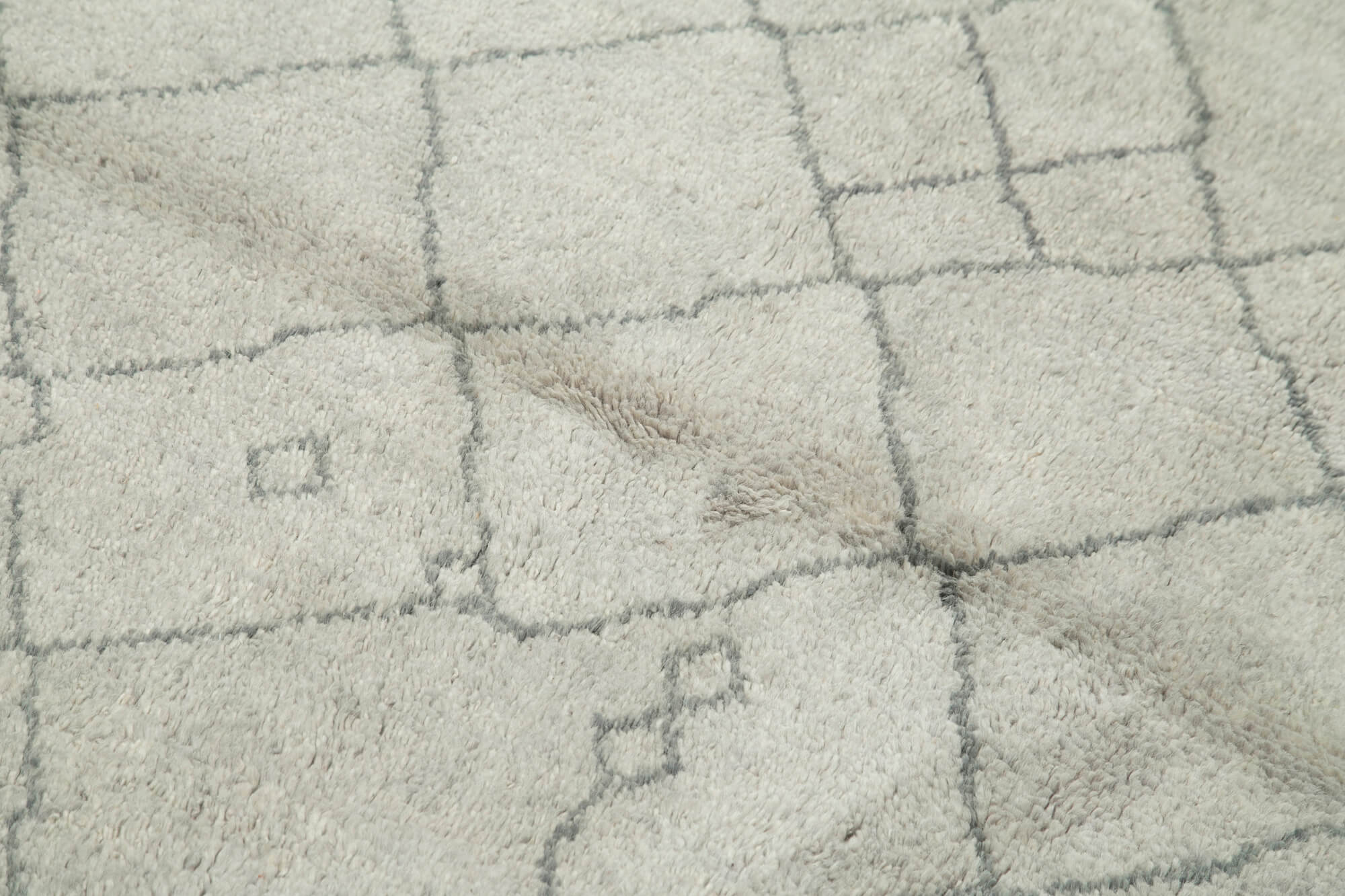 Morocco Gri Geometrik Yün Pamuk El Dokuma Halısı 155x208 Agacan