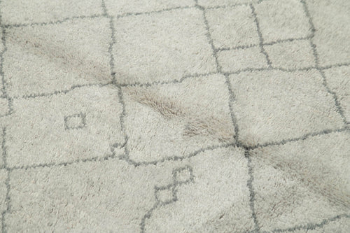 Morocco Gri Geometrik Yün Pamuk El Dokuma Halısı 155x208 Agacan