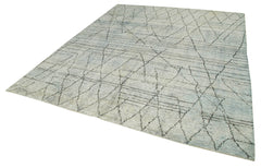 Morocco Bej Geometrik Yün Pamuk El Dokuma Halısı 244x300 Agacan