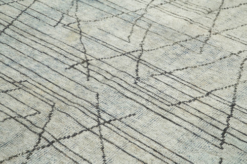 Morocco Bej Geometrik Yün Pamuk El Dokuma Halısı 244x300 Agacan