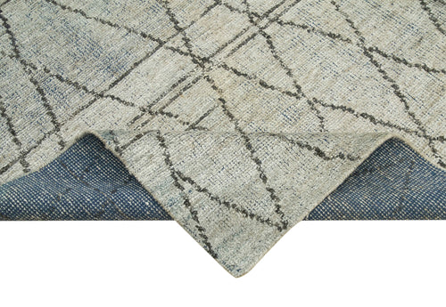 Morocco Bej Geometrik Yün Pamuk El Dokuma Halısı 244x300 Agacan