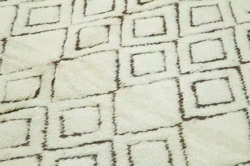 Morocco Bej Geometrik Yün Pamuk El Dokuma Halısı 236x292 Agacan