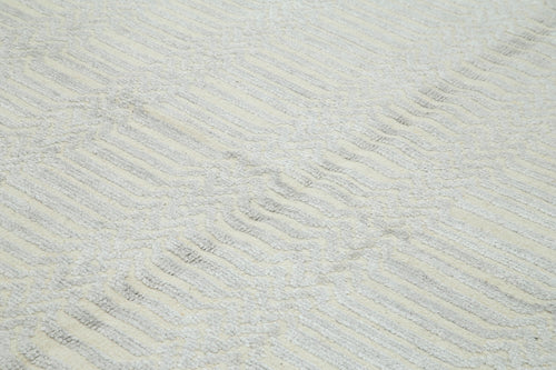 Morocco Gri Geometrik Yün Pamuk El Dokuma Halısı 244x307 Agacan