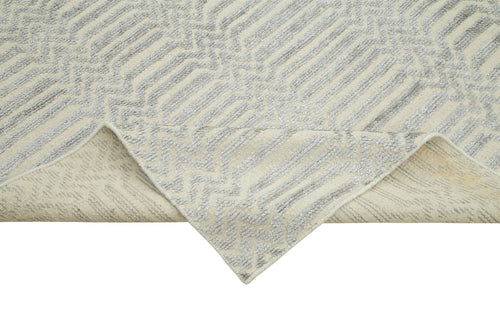 Morocco Gri Geometrik Yün Pamuk El Dokuma Halısı 244x307 Agacan