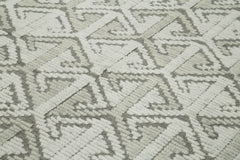 Morocco Gri Geometrik Yün Pamuk El Dokuma Halısı 244x305 Agacan