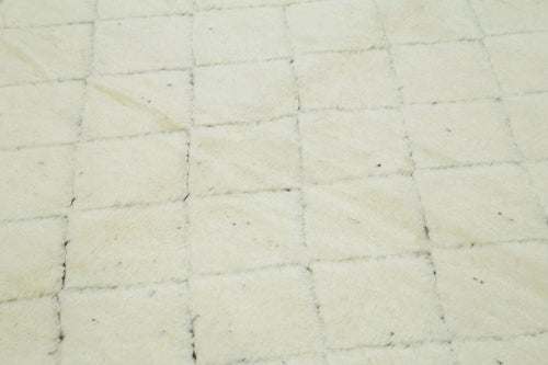 Morocco Bej Geometrik Yün Pamuk El Dokuma Halısı 236x295 Agacan