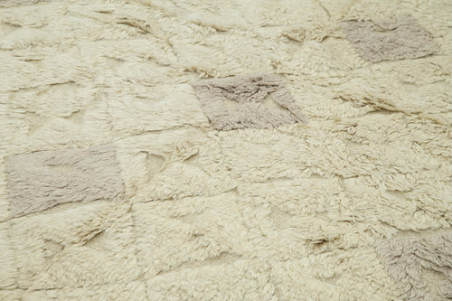 Morocco Bej Geometrik Yün Pamuk El Dokuma Halısı 234x297 Agacan