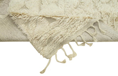 Morocco Bej Geometrik Yün Pamuk El Dokuma Halısı 234x297 Agacan