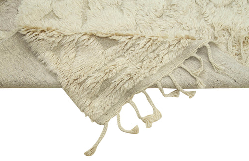 Morocco Bej Geometrik Yün Pamuk El Dokuma Halısı 234x297 Agacan