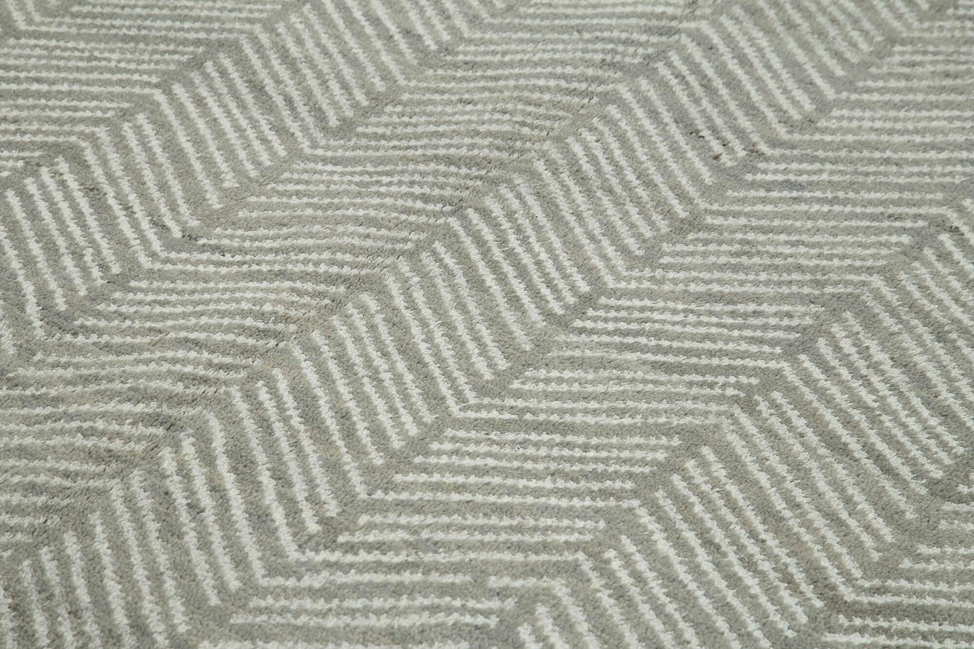 Morocco Gri Geometrik Yün Pamuk El Dokuma Halısı 244x300 Agacan