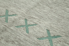 Morocco Gri Geometrik Yün Pamuk El Dokuma Halısı 237x297 Agacan