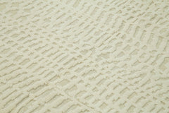 Morocco Bej Geometrik Yün Pamuk El Dokuma Halısı 244x305 Agacan