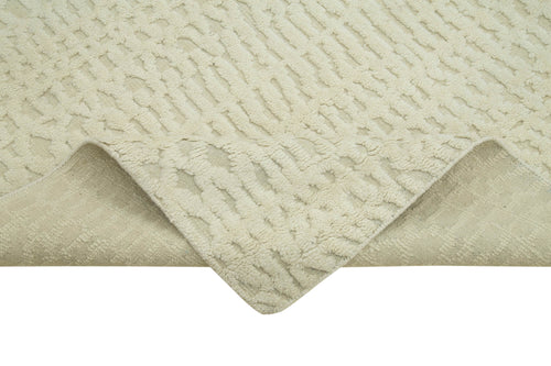 Morocco Bej Geometrik Yün Pamuk El Dokuma Halısı 244x305 Agacan