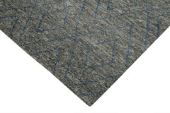 Morocco Gri Geometrik Yün Pamuk El Dokuma Halısı 244x305 Agacan