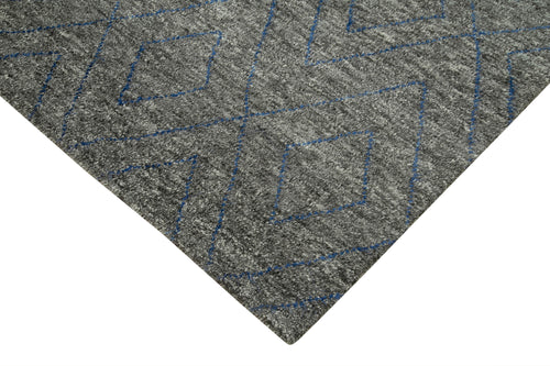 Morocco Gri Geometrik Yün Pamuk El Dokuma Halısı 244x305 Agacan