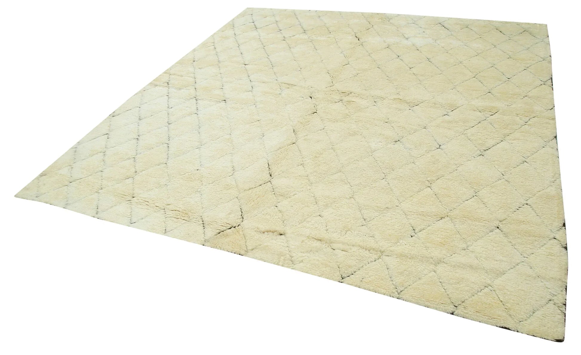 Morocco Bej Geometrik Yün Pamuk El Dokuma Halısı 241x251 Agacan