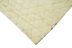 Morocco Bej Geometrik Yün Pamuk El Dokuma Halısı 241x251 Agacan