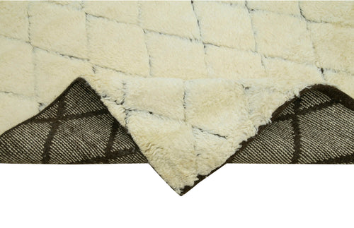 Morocco Bej Geometrik Yün Pamuk El Dokuma Halısı 241x251 Agacan