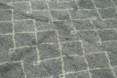 Morocco Gri Geometrik Yün Pamuk El Dokuma Halısı 193x277 Agacan