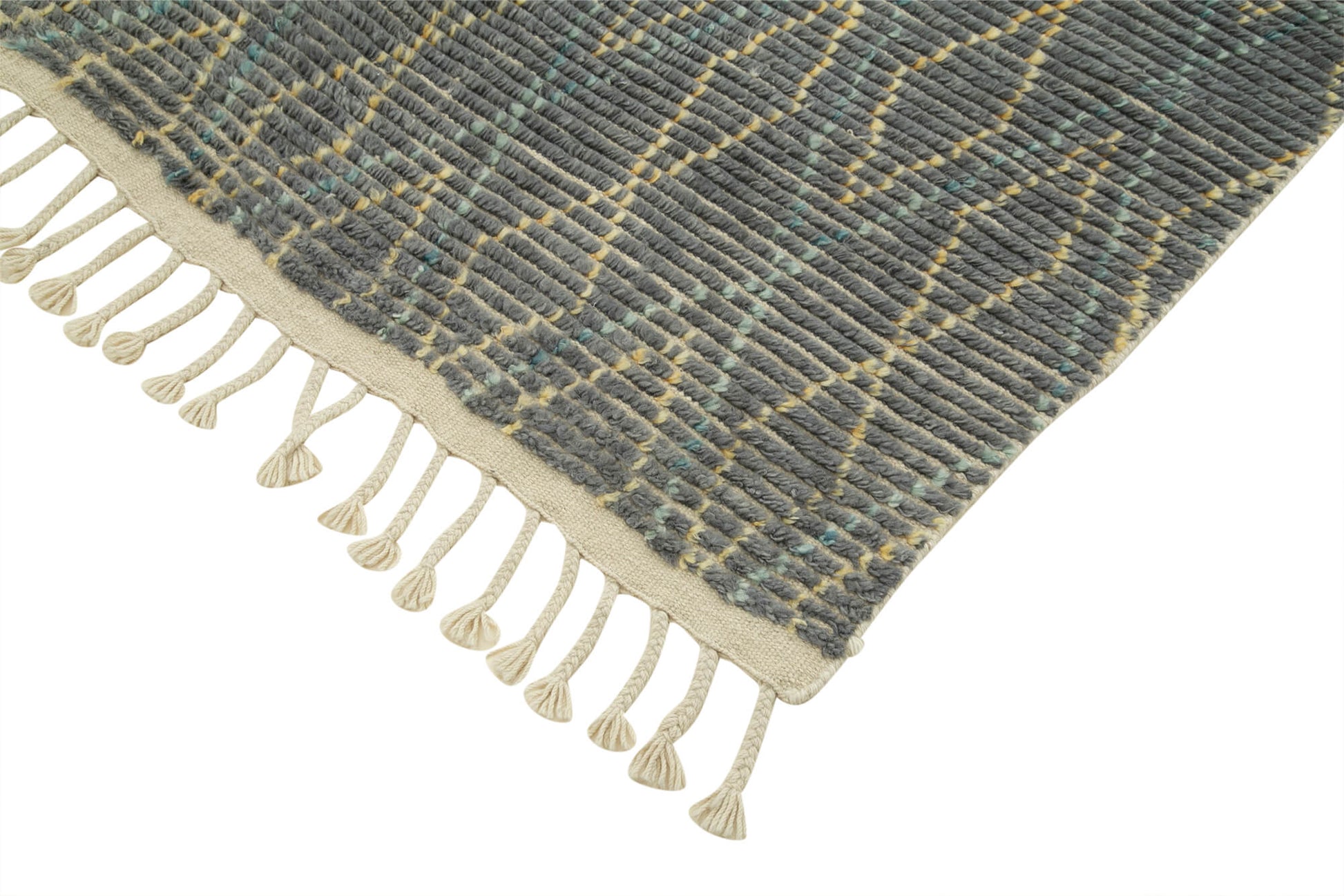 Morocco Gri Geometrik Yün Pamuk El Dokuma Halısı 152x244 Agacan