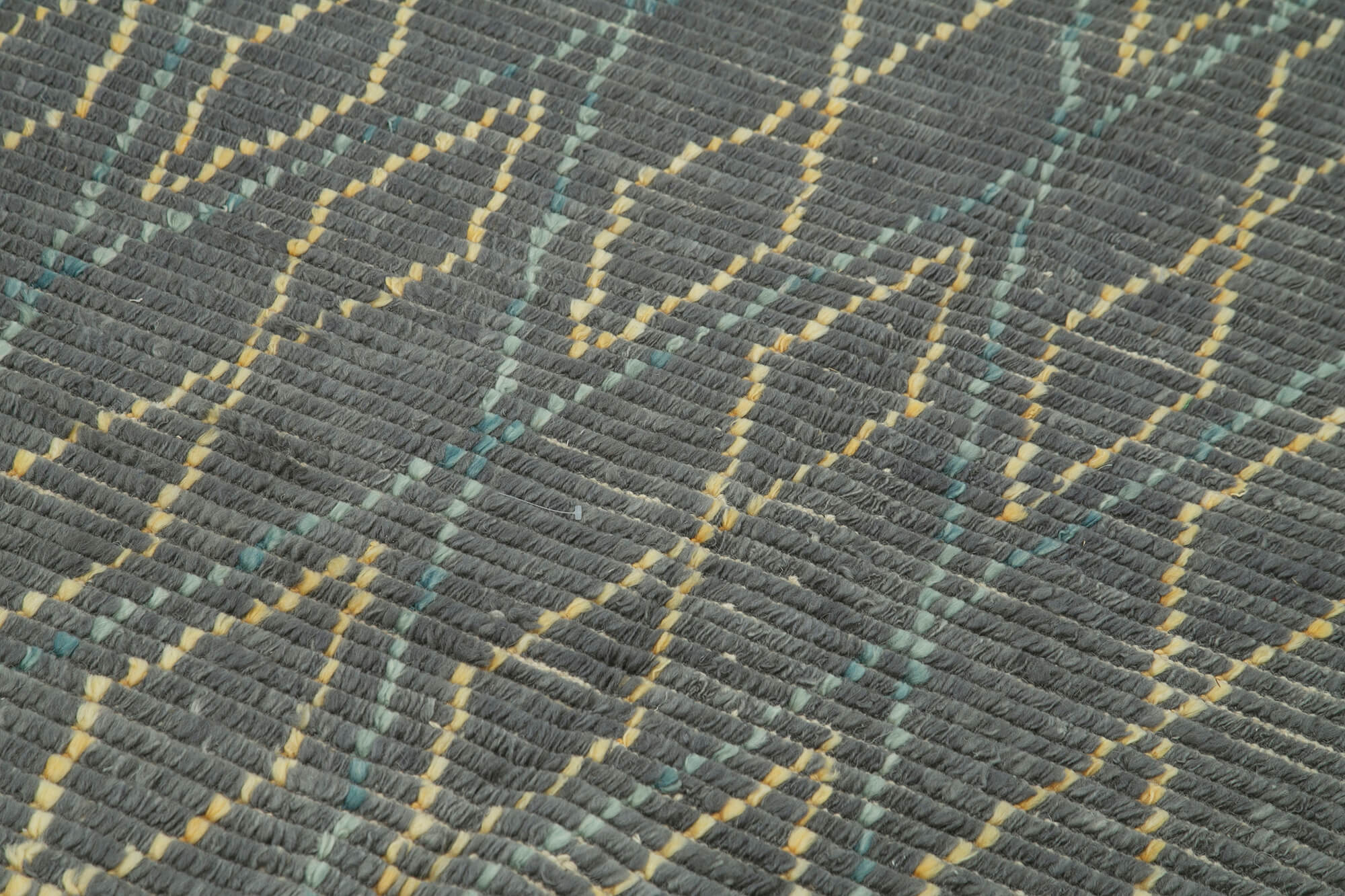 Morocco Gri Geometrik Yün Pamuk El Dokuma Halısı 152x244 Agacan