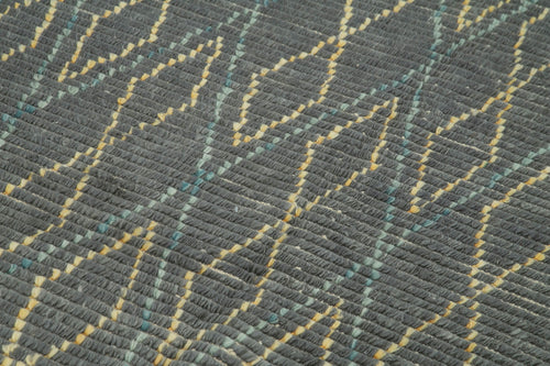 Morocco Gri Geometrik Yün Pamuk El Dokuma Halısı 152x244 Agacan