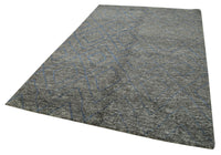 Grau-blauer handgewebter Wollteppich mit geometrischem Muster 183x274 cm
