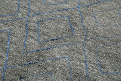 Morocco Gri Geometrik Yün Pamuk El Dokuma Halısı 183x274 Agacan