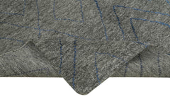 Morocco Gri Geometrik Yün Pamuk El Dokuma Halısı 183x274 Agacan