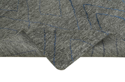 Morocco Gri Geometrik Yün Pamuk El Dokuma Halısı 183x274 Agacan