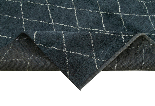 Morocco Mavi Geometrik Yün Pamuk El Dokuma Halısı 185x269 Agacan