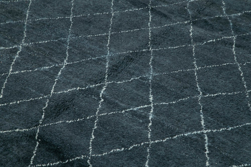 Morocco Mavi Geometrik Yün Pamuk El Dokuma Halısı 249x305 Agacan