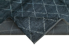 Morocco Mavi Geometrik Yün Pamuk El Dokuma Halısı 249x305 Agacan