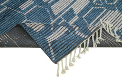 Morocco Mavi Geometrik Yün Pamuk El Dokuma Halısı 259x305 Agacan