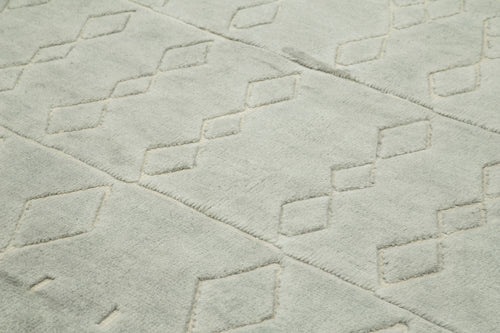 Morocco Gri Geometrik Yün Pamuk El Dokuma Halısı 279x320 Agacan