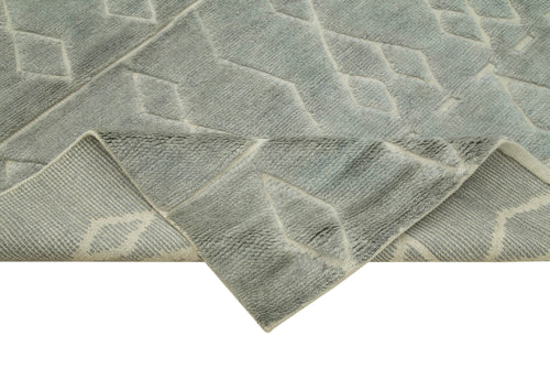 Morocco Gri Geometrik Yün Pamuk El Dokuma Halısı 279x320 Agacan