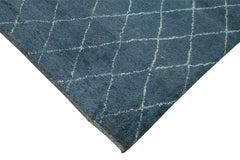 Morocco Mavi Geometrik Yün Pamuk El Dokuma Halısı 249x305 Agacan