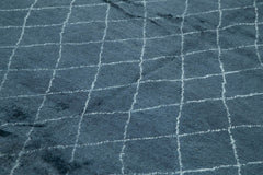 Morocco Mavi Geometrik Yün Pamuk El Dokuma Halısı 249x305 Agacan