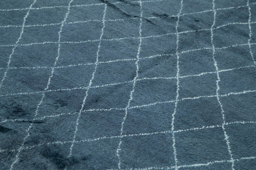 Morocco Mavi Geometrik Yün Pamuk El Dokuma Halısı 249x305 Agacan