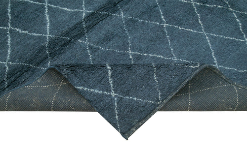 Morocco Mavi Geometrik Yün Pamuk El Dokuma Halısı 249x305 Agacan