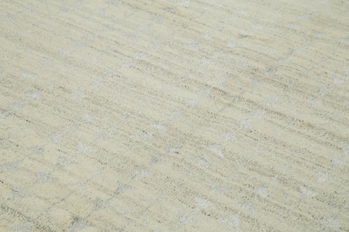 Morocco Bej Geometrik Yün Pamuk El Dokuma Halısı 251x305 Agacan