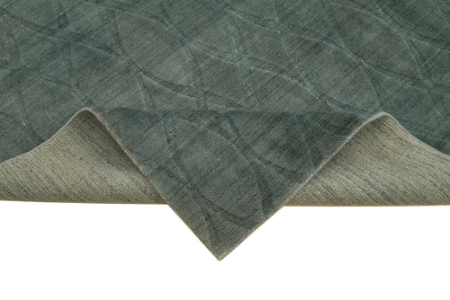 Morocco Mavi Geometrik Yün Pamuk El Dokuma Halısı 244x305 Agacan