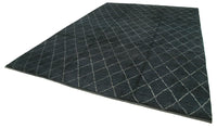 Anthracite Geometric Hand-Knotted Wool Rug 307x428 cm (10'1" x 14'1")