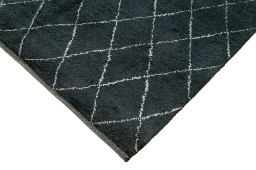 Morocco Mavi Geometrik Yün Pamuk El Dokuma Halısı 307x428 Agacan