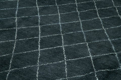 Morocco Mavi Geometrik Yün Pamuk El Dokuma Halısı 307x428 Agacan