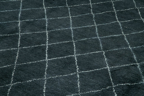 Morocco Mavi Geometrik Yün Pamuk El Dokuma Halısı 307x428 Agacan