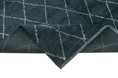 Morocco Mavi Geometrik Yün Pamuk El Dokuma Halısı 307x428 Agacan