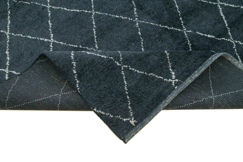 Morocco Mavi Geometrik Yün Pamuk El Dokuma Halısı 307x428 Agacan