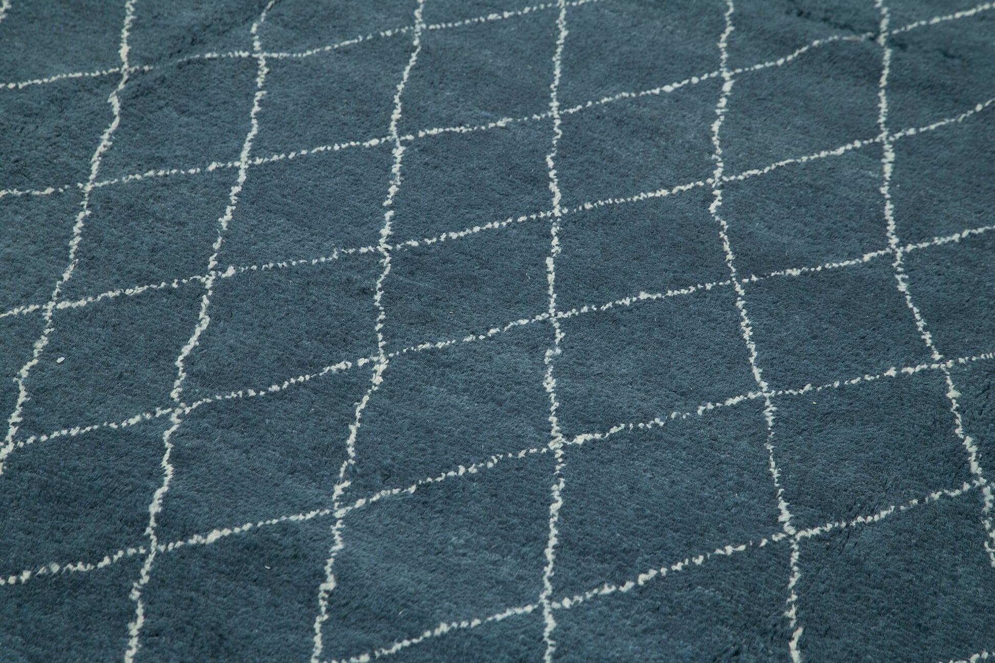 Morocco Mavi Geometrik Yün Pamuk El Dokuma Halısı 307x419 Agacan