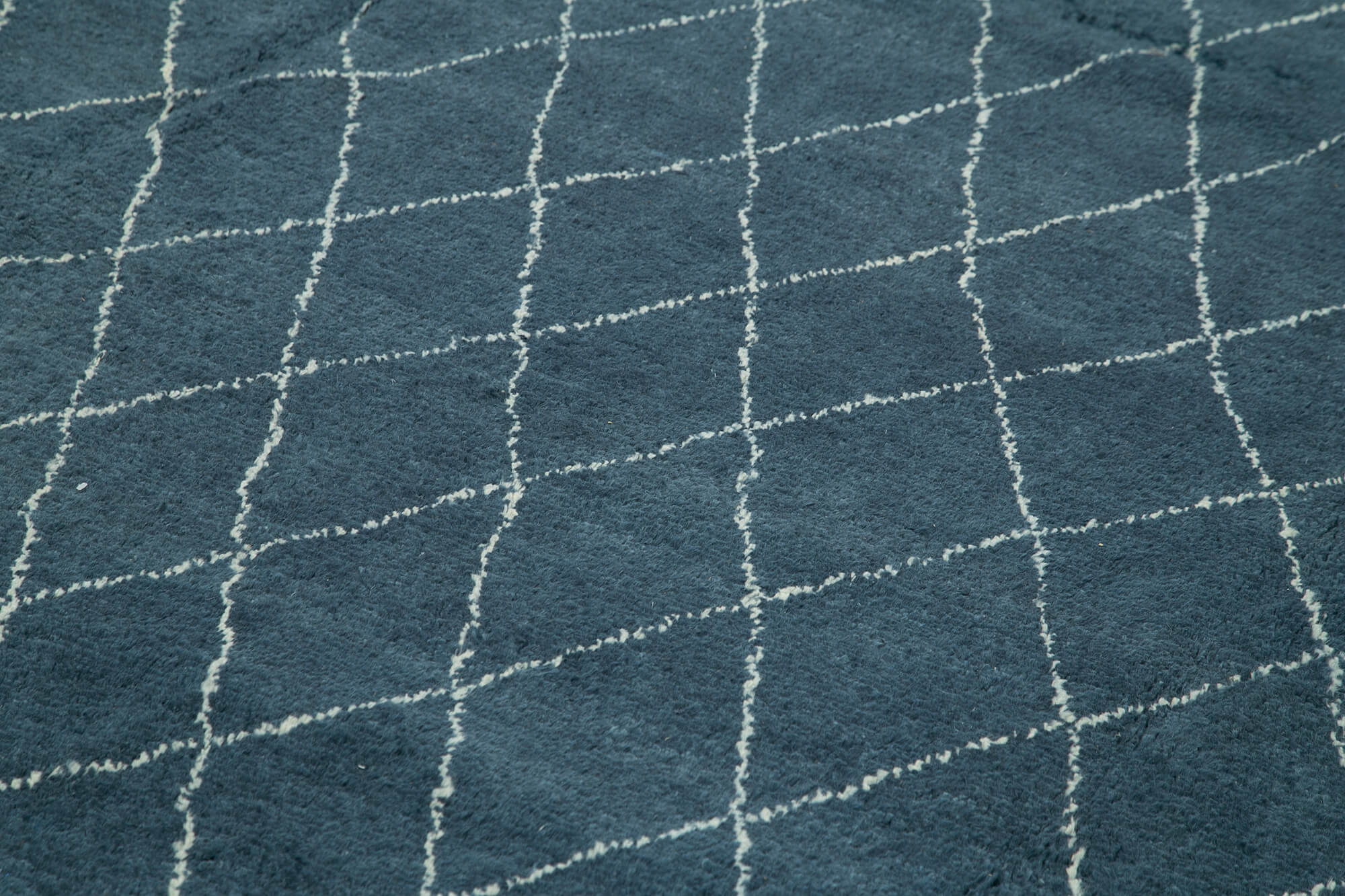 Morocco Mavi Geometrik Yün Pamuk El Dokuma Halısı 307x419 Agacan